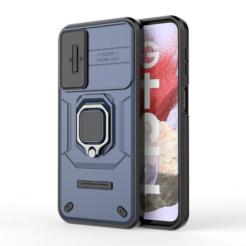 Image of CamShield Pro Case with Slide Camera Protection and 360 Protection Ring Stand Bumper Back Case Cover for Samsung Galaxy M34 5G / F34 5G (Blue)