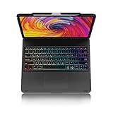 Keyboard Case for iPad Pro 12.9; 2021 Trackpad Case with Keyboard for iPad Pro 12.9 inch 5th 4th 3rd Gen Smart Folio Rotatable Backlit Wireless Black (Keyboard Cover Skin Include & Pencil Holder)