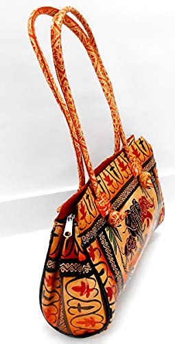 Jungle Elephants Design Ethnic Hand Embossed Shantiniketan Leather Indian Shoulder Bag3