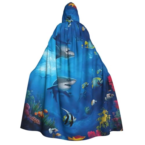 Cape à capuche unisexe monde sous-marin pour déguisement carnaval
