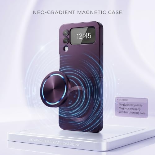 Image of amazon basics Premium Mag-Safe Case for Samsung Galaxy Z Flip 3 | Shockproof & Anti-Scratch Cover | Soft Silicone with Wireless Charging | Camera Lens Guard - Purple