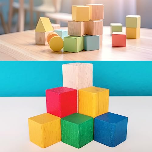 Muxgoa MUXGOA039 Unfinished Wooden Cubes,Pack Of 50 Wood Blocks thumb #4