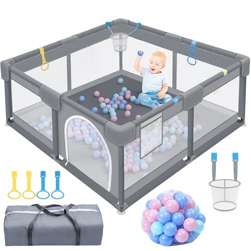 UISEBRT Laufstall Baby Laufgitter 130x130cm Absperrgitter mit...
