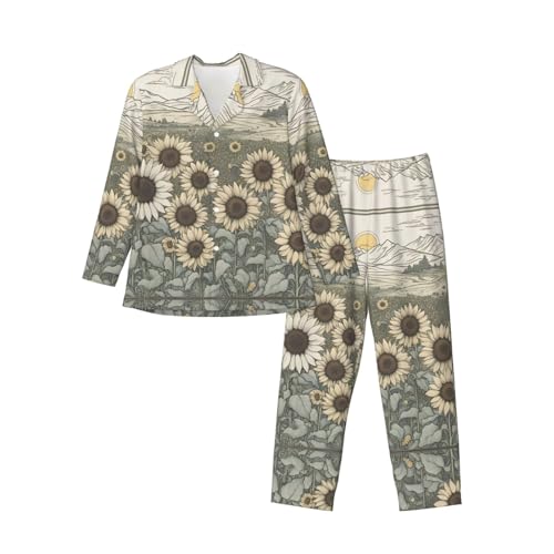 Vêtements de nuit amples pour la maison style pyjama homme tournesols