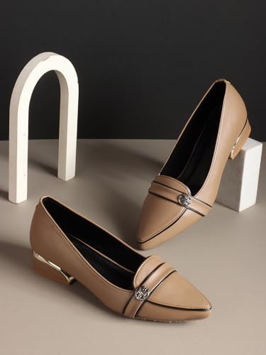 Image of Carlton London Women Comfortable Block Heel Pointed Toe Fashion Pump Shoes for Daily use, Office use, Casual use