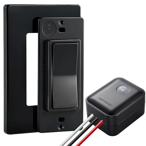 Image of SURAIELEC Upgraded Antenna Wireless Light Switch and Receiver Kit, Black
