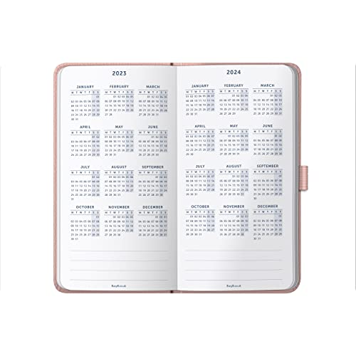 Busy-B-Slim-Diary-January-to-December-2023-Pink-Faux-Leather-Week-to-View-Planner-with-Notes