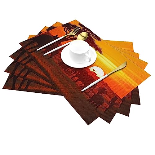 Sets de table en vinyle antidérapant résistant chaleur 30x45cm motif coucher de soleil