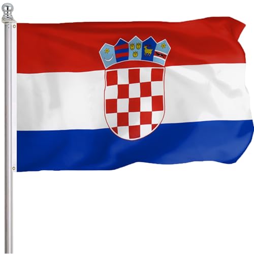 FLGCLUB Croatia Croatian Flag 3x5 Ft Outdoor Vibrant Color Fade Resistant Croatia Flags Polyster Double Stitched Croatian National Flag Canvas Header and Brass Grommets