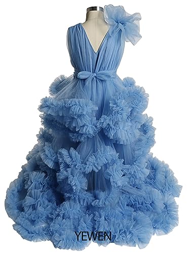 Junguan Flower Girls Ruffle Puffy Pageant Dress Long Princess Prom Party Gown3