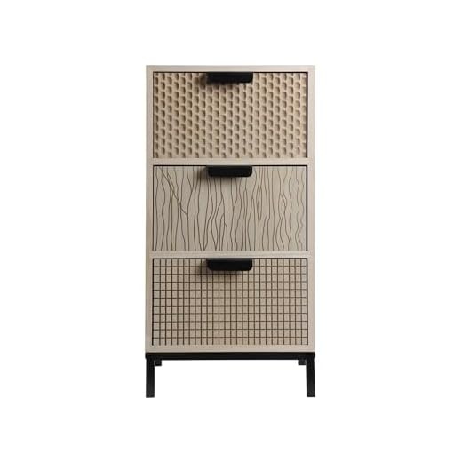 Rebecca Mobili Mesita de Noche de Estilo Industrial, Mesita de Noche Compacta, 3 Cajones Tallados, Madera MDF Metal, Negro Marrón - Dimensiones AxAnxFon: 59 x 30 x 25 cm - Art. RE6905