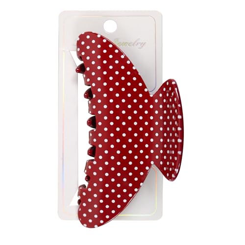 OWIIZI Polka Dot Hair Clips for Women 4.13" Larger Claw Clips (Red Dot)