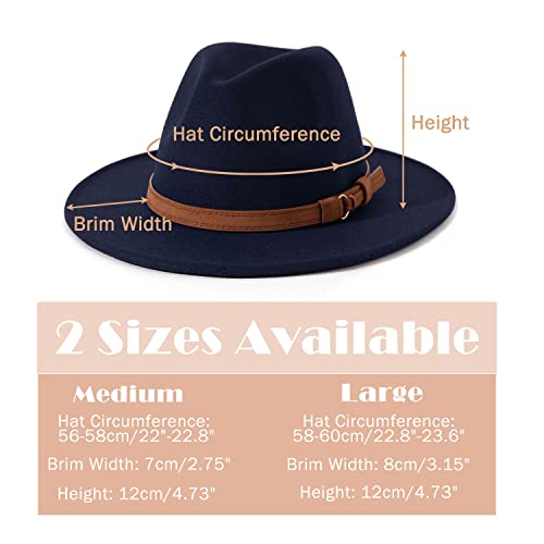 Image of Lisianthus Men & Women Vintage Wide Brim Fedora Hat | Classic Belt Buckle Decor, Adjustable Drawstring, Inner Breathable Sweatband, Timeless Style, Ideal for Travel & Daily