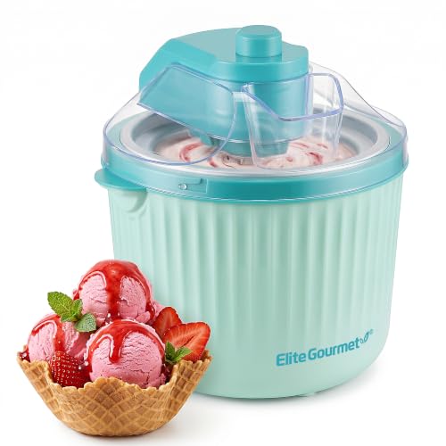 Image of Elite Gourmet EIM1750 Self-Churning Electric 1Qt. Ice Cream Maker, Homemade Ice Cream, Gelato, Sorbet & Frozen Yogurt in Under 20 Minutes, No Ice or Salt Needed, 25+ Recipes Included, Mint