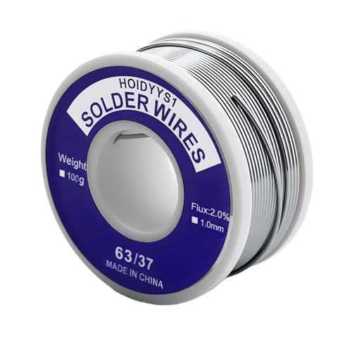 Sn63/37 Rosin Solder Wires High Purity Low Melting for Solder Pot Repair tin Soldering DIY Tools Welding Electronic Repairs (Circuit Boards, radios, TVs, etc.), Content 2% Solder Flux (1.0mm, 100g)