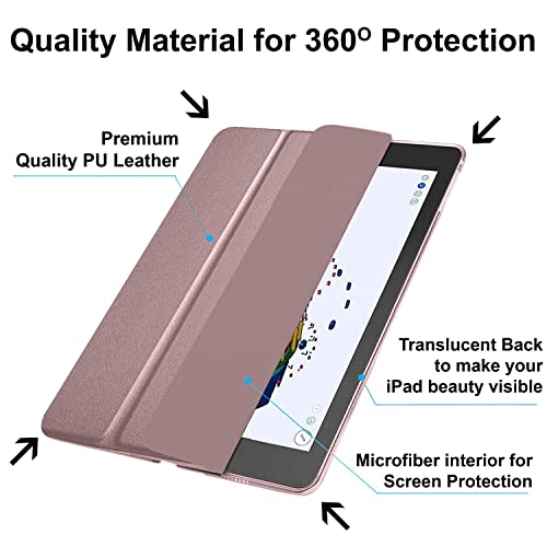 Image of DuraSafe Cases iPad 7th 8th 9th Gen 2019 /2020 / 2021-10.2 Inch [ iPad 9 8 7 ] MW762HN /A MW742HN /A MYLC2HN /A MYL92HN /A MYLA2HN /A MK2K3HN /A MK2L3HN /A Smart Auto Sleep /Wake PC Cover - Rose Gold