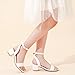 LAURMOSA Girls White Heels Sandals Open Toe Girls Dress Shoes Ankle Strap Kid High Heels Size 4 Church Communion Shoes Easter Flower Girl Wedding Party for Big Kids(L1033PWhite 4)