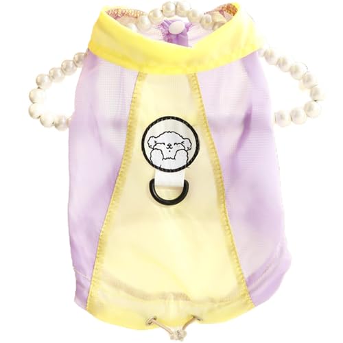 JPETTO犬服 メッシュ シャツ 春夏 ペット服 防虫 ひんやり ドッグウェア タンクトップ 通気性 犬用 涼やか UVカット 日焼き防ぐ 脱毛保護 小中大型犬 25-0459#A#パープルS