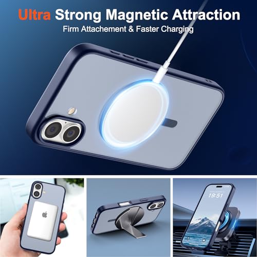 Image of SUPFINE Magnetic for iPhone 17 Case (Compatible with MagSafe)(Military Grade Drop Protection) Translucent Matte Shockproof with Anti-Fingerprint Phone Cover 2025,Navy Blue
