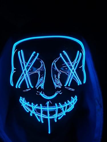 Stylex LED Halloween Mask Scary Light Up Mask Cosplay Fancy Dress Costume Carnival (Blue Crosses) - Image 3