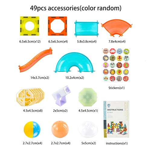 Happy Hues Light Magnetic Tiles Building Blocks for Kids (49 Pc) | 3D Clear STEM Educational Toys| Magnetic Marble Run for Boys & Girls 3 4 5 6 7 8 9+ | Creative Gift, 49 Pieces