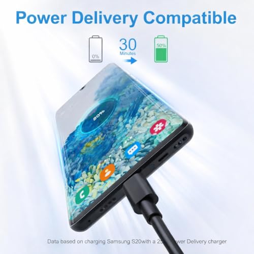 Image of Original 45W Type-C to Type-C TurboPower Cable (1.8M) High Speed Data Transfer Compatible with Samsung Galaxy M35 /M15 /F15 /A15 /A14 /M14 /F34 /A34 /S21 Fe /S22 /S23 /S24 /S25 /FE /Plus /Ultra- Black