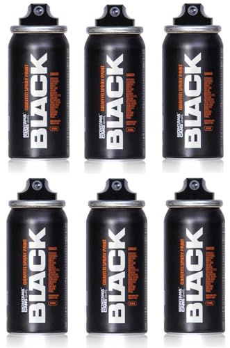 Montana Sprühdose Pocket Can 6 x 50ml schwarz - Mattlack auf Nitro-Acrylbasis