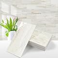 Vamos Tile 100-Piece Glossy Wooden Marble Grain Peel and Stick Backsplash Tile,3''x6'' PVC Subway Tile with White Grout, Stick on Backsplash for Kitchen/Bathroom/Fireplace