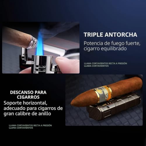 Encendedor de antorcha para puros con perforador ideal para terrazas al aire libre 5