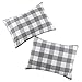 Wake In Cloud - Plaid Pillow Cases, 100% Washed Cotton, Buffalo Check Gingham Checkered Farmhouse, Set of 2 Pillowcases Pillow Shams Covers, Gray White, Standard Size 20x26 Inches