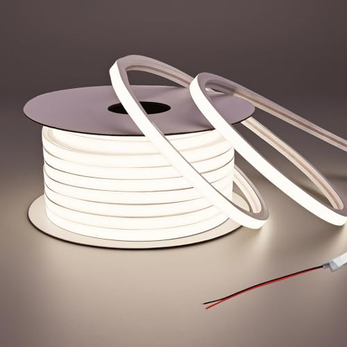 BENLUN Tira LED Neon 24V Exterior Impermeable IP67 15 Metros, 4000K Blanco Natural Luces de LED 10W/M 400LM/M Flexible para Habitacion Techo, Decoración, Patio (Adaptador no incluido)