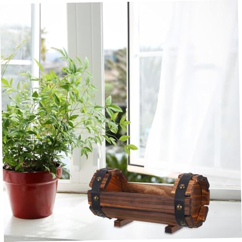 Jardinière bois carbonisé pour balcon champêtre chic
