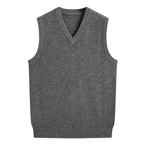 Dcvmvmn Men's Fashion Cashmere Autumn Thickened Vest V-Neck Casual Knitted Thick Sleeveless Sweater