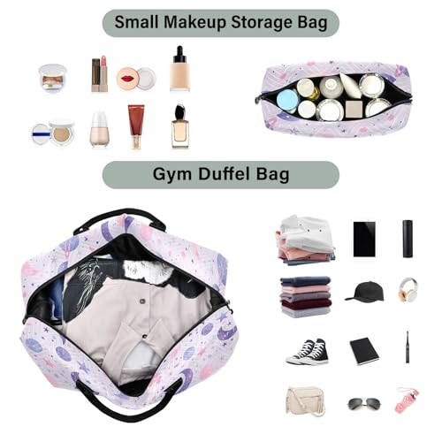 Large Travel Duffel Bag Sports Tote Gym Bag Overnight Weekender Bags Celestial Moons Planets Carry On Luggage with Toiletry Bags4