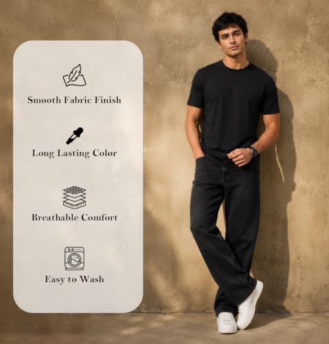 Image of Sleepynuts Men's Everyday Wear Crew Neck Regular Fit T-Shirt | Half Sleeve Solid Plain Casual T-Shirt for Men | Soft Breathable Fabric |