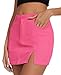 Women Mini Cargo Skirt with Slit High Waist Mini Jean Skirt Causal Bodycon Demin Skirts with Pockets Hot Pink Small