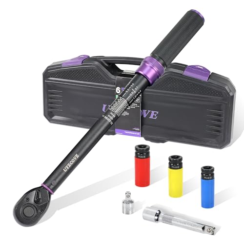 UYECOVE Llave Dinamométrica 1/2' 20-220NM, Dinamometrica Juego de 6 Piezas, ±3% Alta Precisión, 72 Dientes Llave Dinamometrica Bicicleta Para Motocicletas Coches Camiones etc