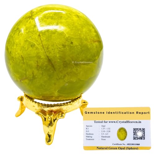 Image of Certified Green Opal Crystal Ball for Meditation - Premium Crystal Vastu Items for Home and Feng Shui Items for Good Luck - Ideal for Pooja Supplies and Spiritual Practices (2 inch Inch)