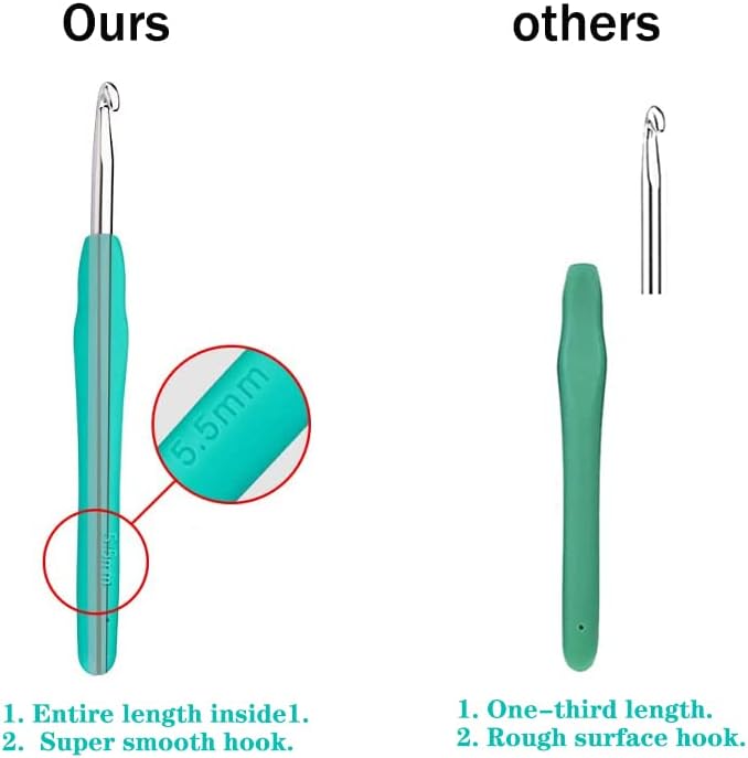 Miniatura 2 de Gancho de ganchillo de 0.236in y 0.256in, 2 unidades, agujas de mango de goma de agarre suave, juego de ganchos de ganchillo ergonómicos, aguja de