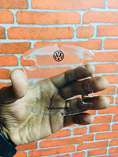 Image of BIG FLAG 3D Gel Finish Car Door Transparent Handle Cup Scratch Guard Sticker Universal for Specific Brand (Pack of 4) (MRDRVAR) (V0LKSWAGN) | Gel type