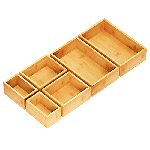 SpaceAid 6-Piece Bamboo Drawer Organizer Set
