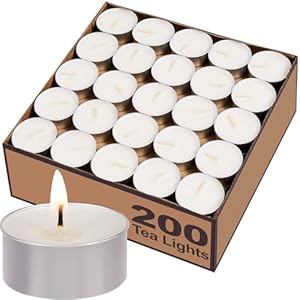 Tea Lights Candles Bulk – 200 Pack, 4.5+ Hours Fully Burns Tealight Candles Unscented Smokeless Bright Flame Tealights for Home, Sabbath, Weddings, Christmas & Halloween Decor, White