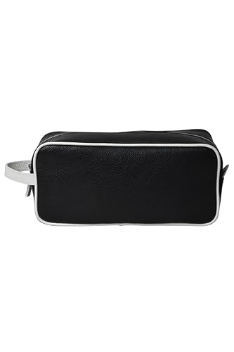 Miniatura 2 de Leather Sports Beauty Case Toiletry Bag Golf Accessories Bag  Handmade to Order in Italy, Soft Waterproof Pebble-Grain Leather (BlackWhite)