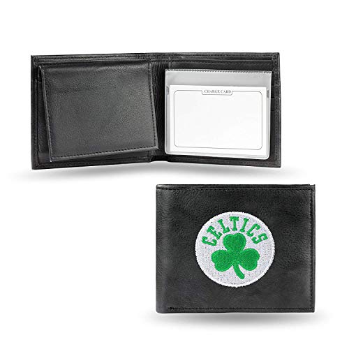 Rico Boston Celtics NBA Embroidered Black Leather Bifold Wallet