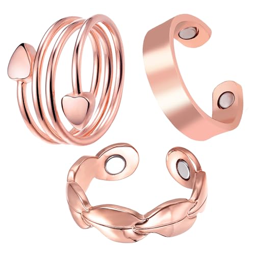 2 anillos de cobre para mujer magnéticos: el obsequio perfecto con caja de regalo
