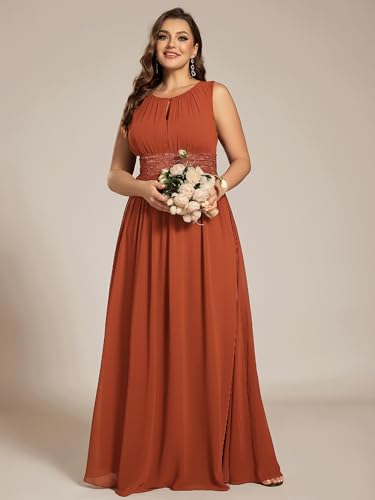 Ever-Pretty Plus Women's Round Neck Sleeveless Empire Waist Maxi Plus Size Formal Gowns Bridesmaid Dresses3