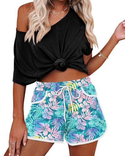 Image of For G and PL Women Summer Floral Beach Boardshorts with Pockets Swim Trunks