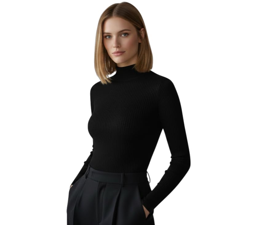 Women’s Warm Turtleneck Pullover – Cozy Cotton-Blend Winter Sweater with Slim-Fit Silhouette, Long Sleeves & Timeless High-Neck Style for Layering, Workwear & Everyday Fashion-image-38