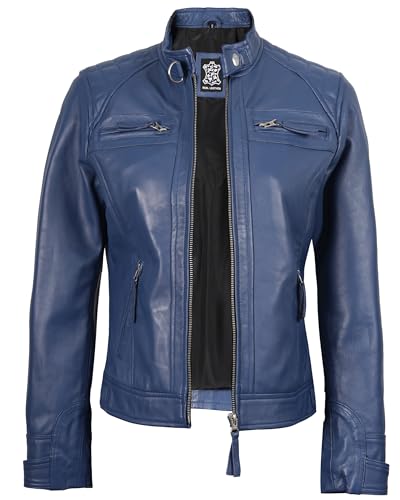 fjackets Quilted Real Leather Jacket Women - Premium Lambskin Cafe Racer Style Womens Leather Jacket2