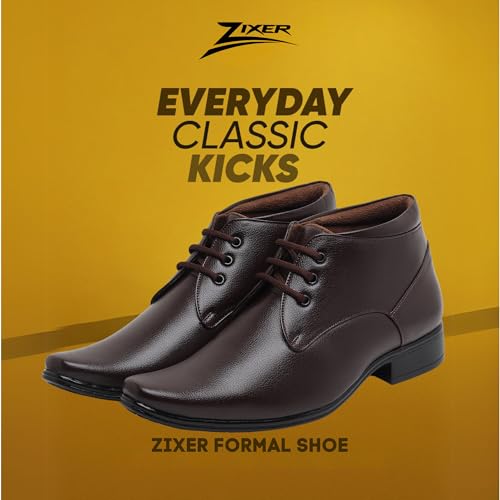 Image of Zixer Artificial Leather Mens Formal Shoes || Office High Top Formal Shoes Men || Cozy Black Formal Shoes for Men Ankle Bike Riding Chelsea Boots For men (Black)